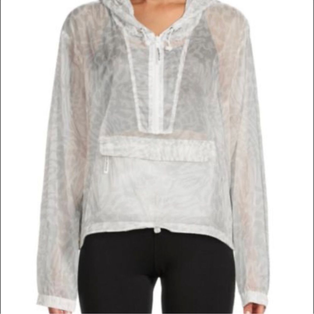 Good American Icy Leopard Print Windbreaker Jacket
